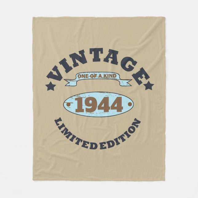 Personalised eighty vintage 80th birthday party fleece blanket (Front)