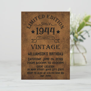 Personalised eighty vintage 80th birthday party invitation