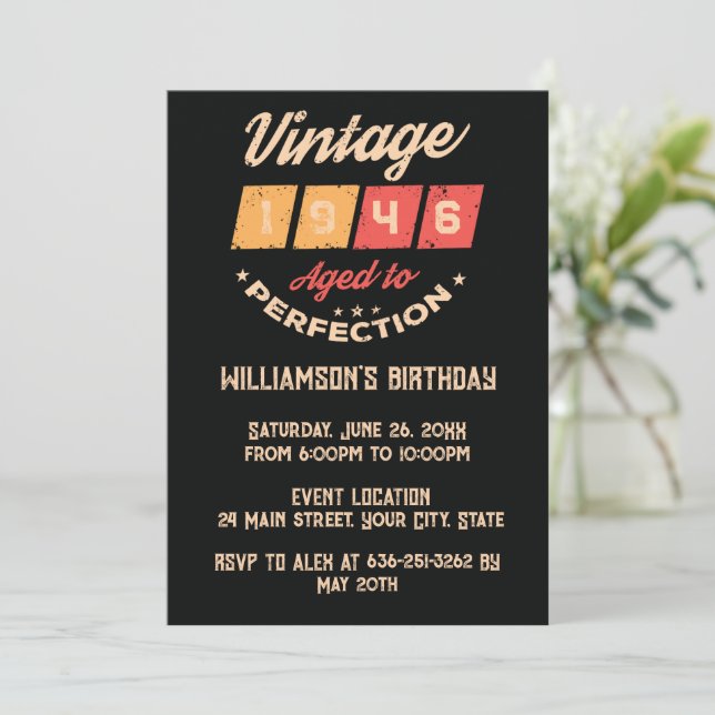 Personalised Eighty vintage 80th birthday party Invitation (Standing Front)