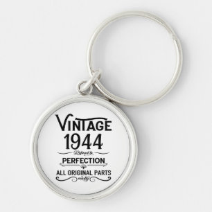 Personalised eighty vintage 80th birthday party key ring