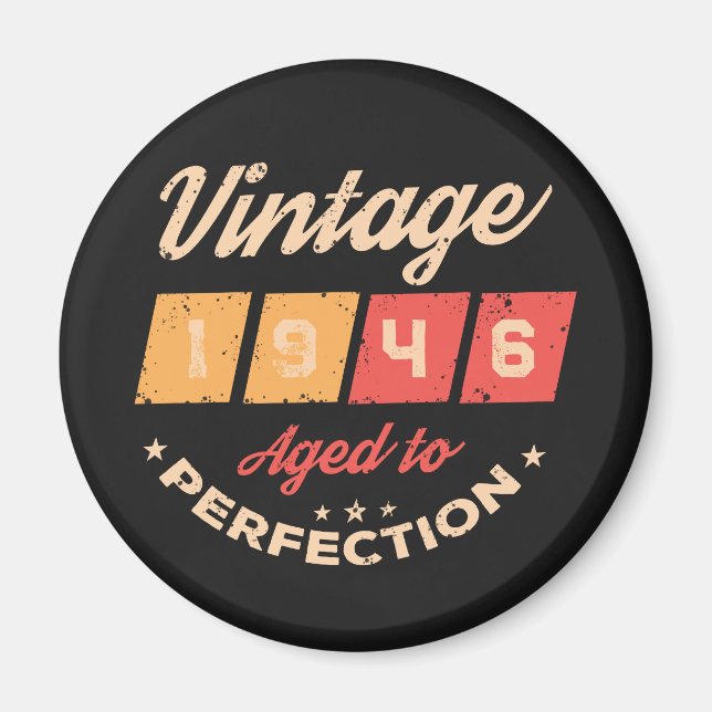 Personalised eighty vintage 80th birthday party magnet (Front)