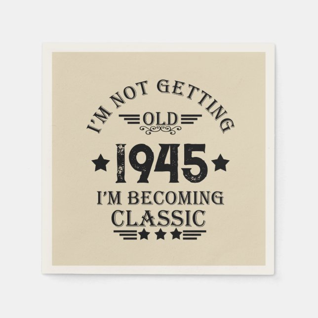 Personalised eighty vintage 80th birthday party napkin (Front)