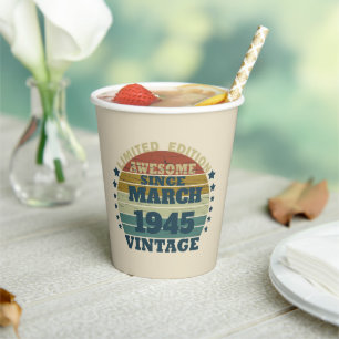 Personalised eighty vintage 80th birthday party paper cups
