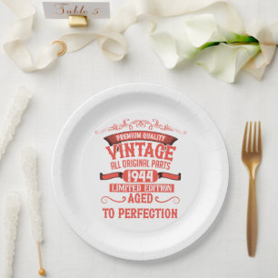 Personalised eighty vintage 80th birthday party paper plate