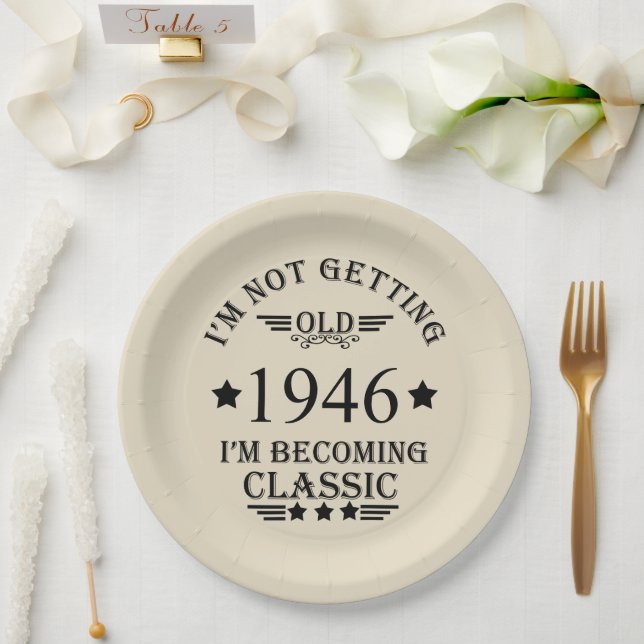 Personalised eighty vintage 80th birthday party paper plate (Wedding)