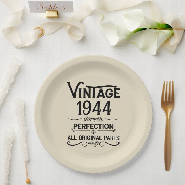 Personalised eighty vintage 80th birthday party paper plate (Wedding)