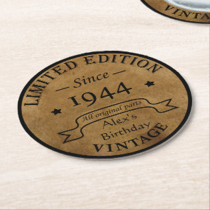 Personalised eighty vintage 80th birthday party round paper coaster