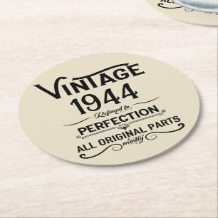 Personalised eighty vintage 80th birthday party round paper coaster