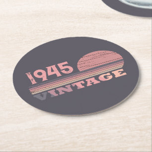 Personalised eighty vintage 80th birthday party round paper coaster