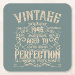 Personalised eighty vintage 80th birthday party square paper coaster<br><div class="desc">Make your birthday special with this unique design. Add a touch of sophisticated elegance to your birthday celebration with our exquisite, one-of-a-kind designs. These graphics bring sophistication and originality to any product, creating a memorable and stylish gift. They are perfect for those who appreciate a touch of timeless glamour on...</div>