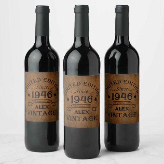Personalised eighty vintage 80th birthday party wine label (Bottles)