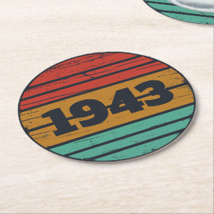 Personalised eighty vintage 80th birthday round paper coaster