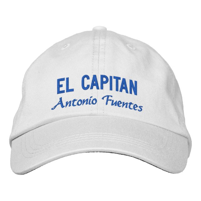Personalised El Capitan Blue Fishing Embroidered Hat (Front)