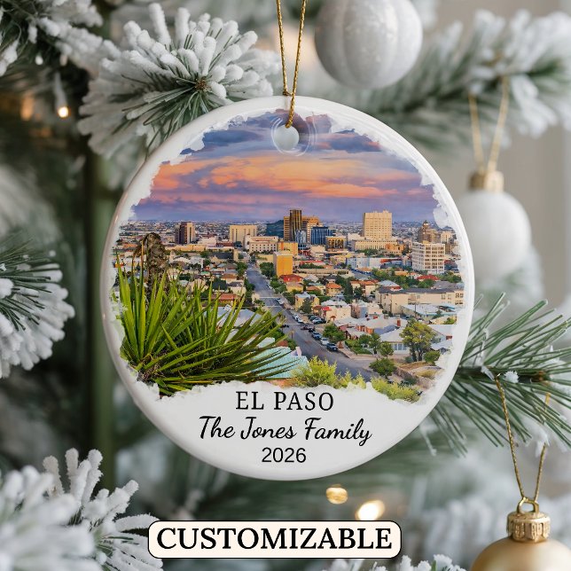Personalised El Paso Ornament, Custom Texas Ceramic Tree Decoration (Creator Uploaded)