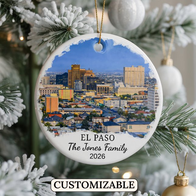 Personalised El Paso Ornament, Custom Texas Ceramic Tree Decoration (Creator Uploaded)