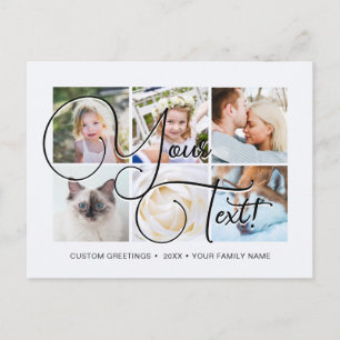 Personalised Elagant Script 6 photos Universal Postcard