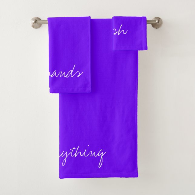 Personalised Electric Indigo Blue Bath Towel Set (Insitu)
