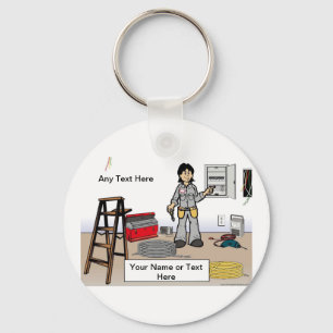 Personalised Electrician - Female Cartoon Key Ring