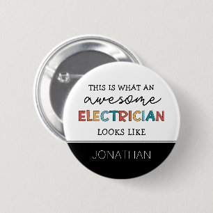 Personalised Electrician Funny Gifts 6 Cm Round Badge