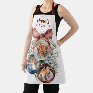 Personalised Elegant 3 Photo Christmas Ornaments  Apron
