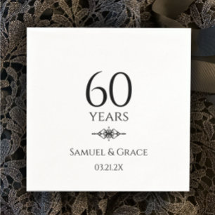 Personalised Elegant 60th Diamond Anniversary Napkin