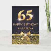 Personalised Elegant 65th Birthday Gold Glitter