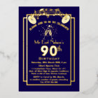 Personalised Elegant 90th Birthday Foil Invitation