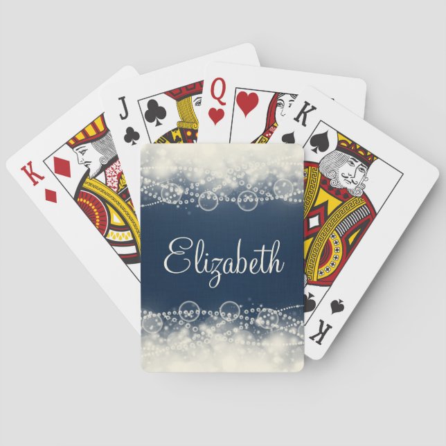 Personalised Elegant Abstract Lace and Pearls Playing Cards (Back)