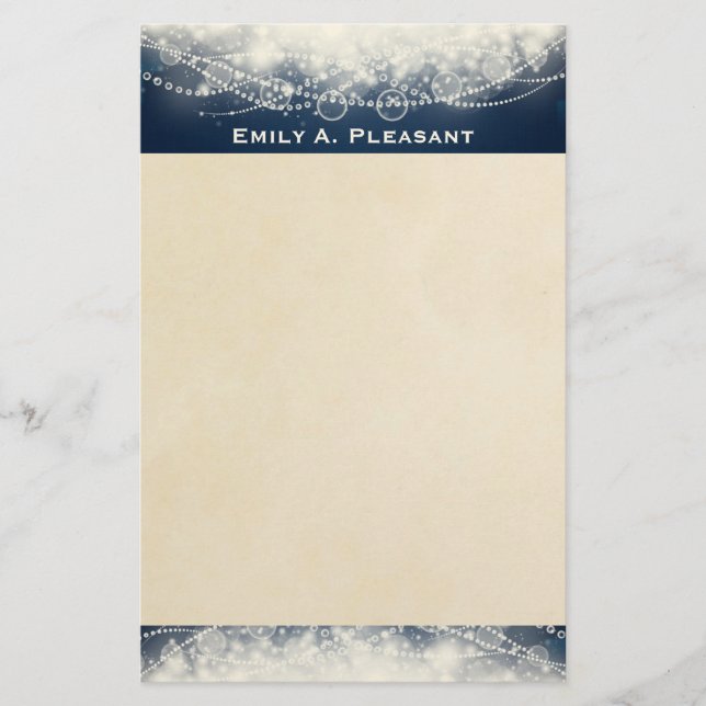 Personalised Elegant Abstract Lace and Pearls Stationery (Front)
