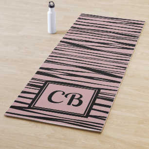 Personalised Elegant abstract Line Black Pink Grey Yoga Mat