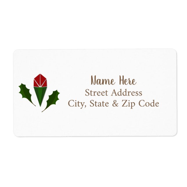 Personalised Elegant Abstract Red Roses and Holly (Front)