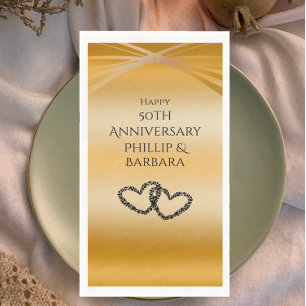 Personalised Elegant Arch Golden 50th Anniversary Napkin