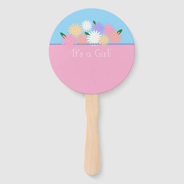 Personalised Elegant Baby Boy Girl Gender Reveal Hand Fan (Back)