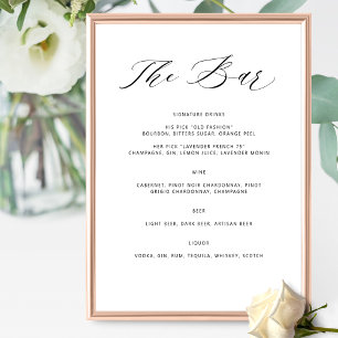Personalised Elegant Bar Menu Wedding Drinks Sign