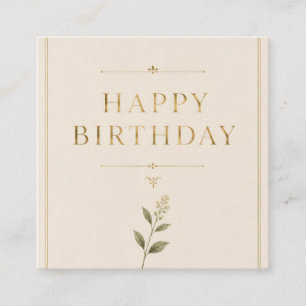 Personalised Elegant Birthday with Antique Gold Square Business Card