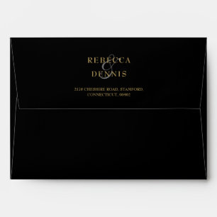 Personalised Elegant Black And Gold Return Address Envelope