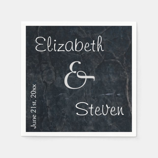Personalised Elegant Black Stone Texture Napkin (Front)