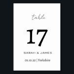 Personalised Elegant Black & White Script  Table Number<br><div class="desc">Elegant Black and White Script Personalised Table Number Card</div>