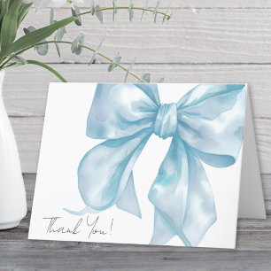 Personalised Elegant Blue Bow Thank You Card