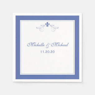 Personalised Elegant Blue Fleur de Lis Napkin