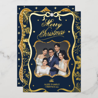 Personalised Elegant Blue Foil Christmas Card