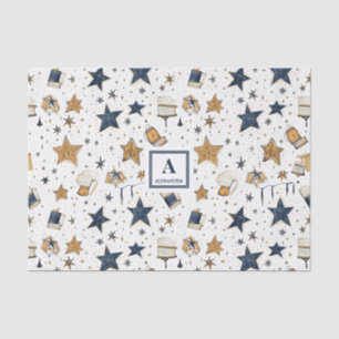 Personalised Elegant Blue & Gold Stars Pattern (9) Tissue Paper