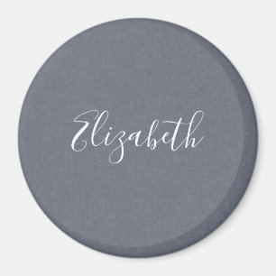 Personalised Elegant Blue Grey Linen Magnet