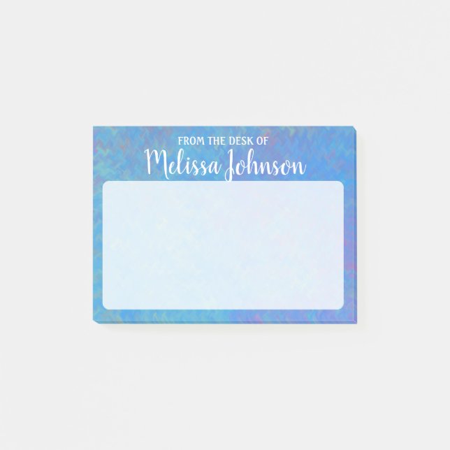 Personalised Elegant Blue Marbled Art Post-it Notes (Front)