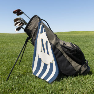 Personalised Elegant Blue Monogram Golf Towel