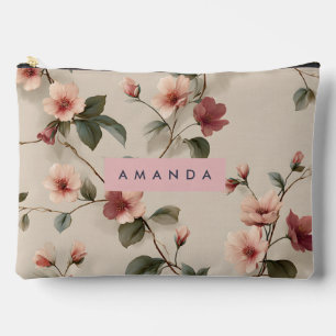 Personalised Elegant Blush Floral Vine Style Accessory Pouch