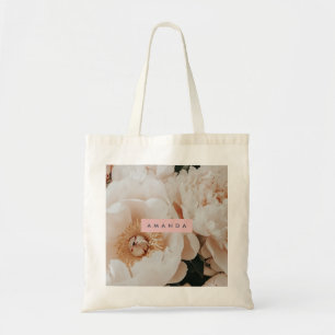 Personalised Elegant Blush Peony Floral Art Tote Bag
