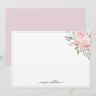 Personalised Elegant Blush Pink Roses and Greenery Card