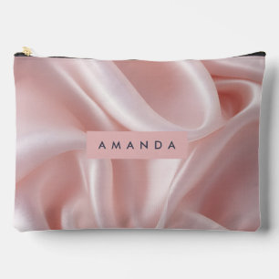 Personalised Elegant Blush Pink Satin Design Accessory Pouch