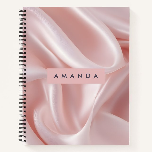 Personalised Elegant Blush Pink Satin Design Notebook (Front)